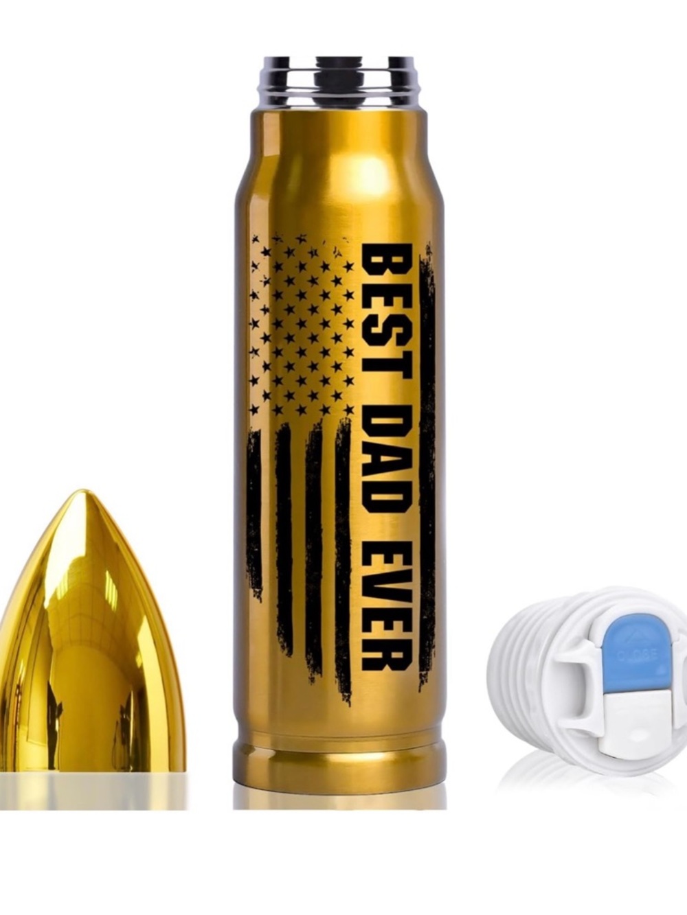 Best Dad Ever Metallic Gold Insulated Travel Bottle